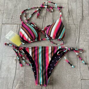 Maaji Striped and Polka Dot Reversible Bikini Set